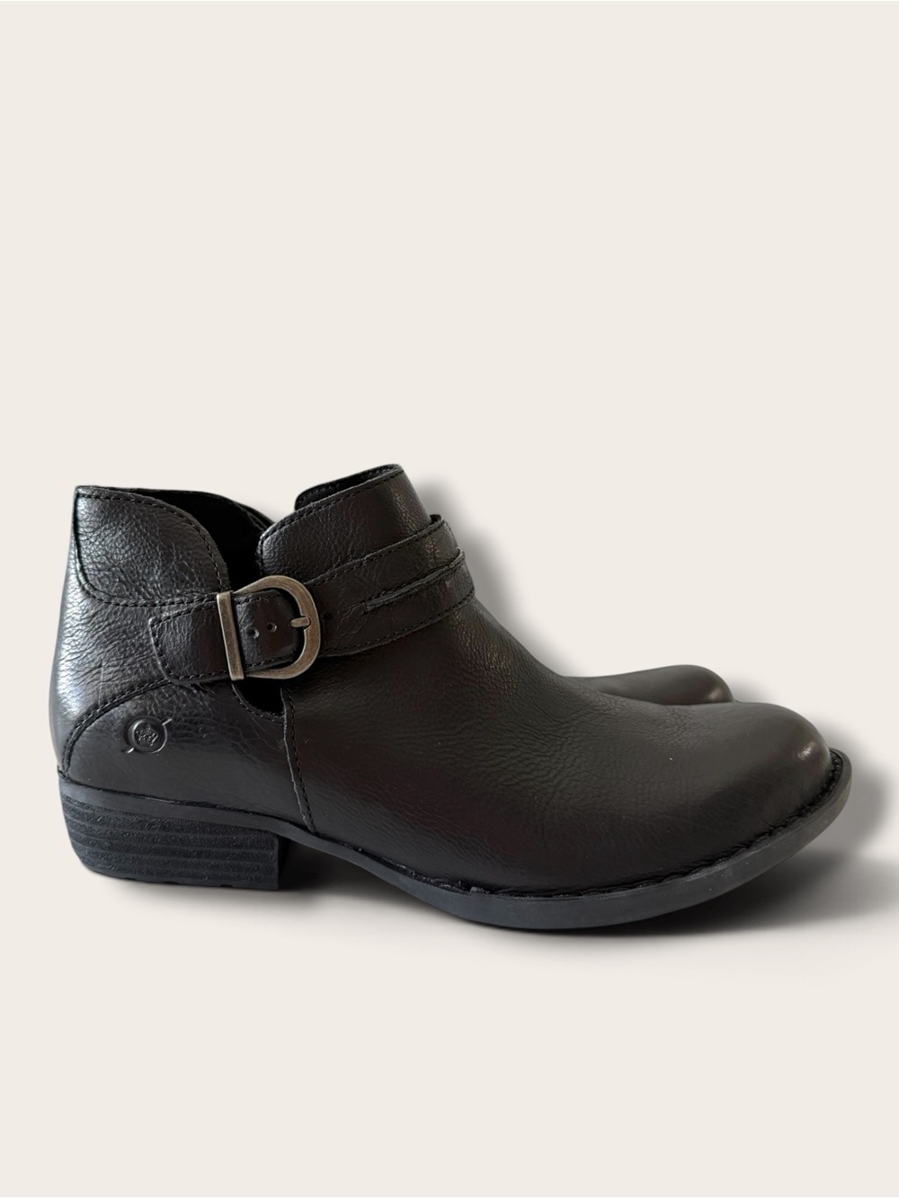 Born Black Leather Women's Ankle Booties with Buckle Strap - Picture 2 of 9